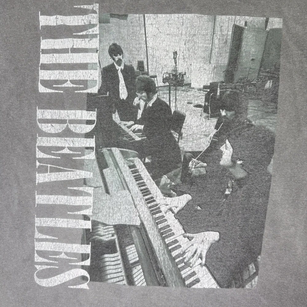 The Beatles Band T Shirt Mens Medium Large Gray Studio Photo Graphic Tee Rock